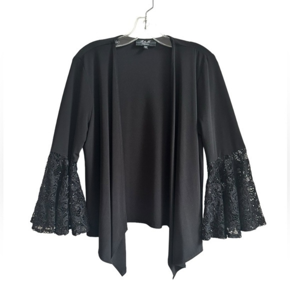 R & M Richards Collection Black Sequined Flare Cuff Evening Formal Shawl…